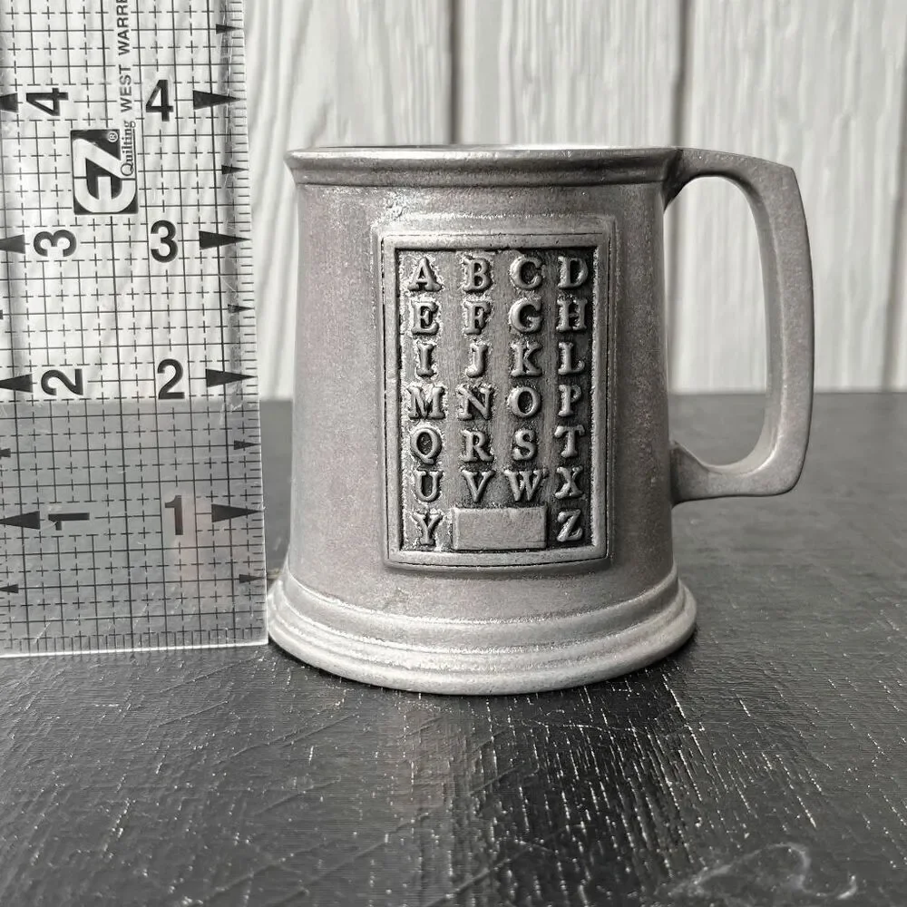 Vintage Pewter Wilton Armetale Alphabet Tankard Mug USA Decor Kids